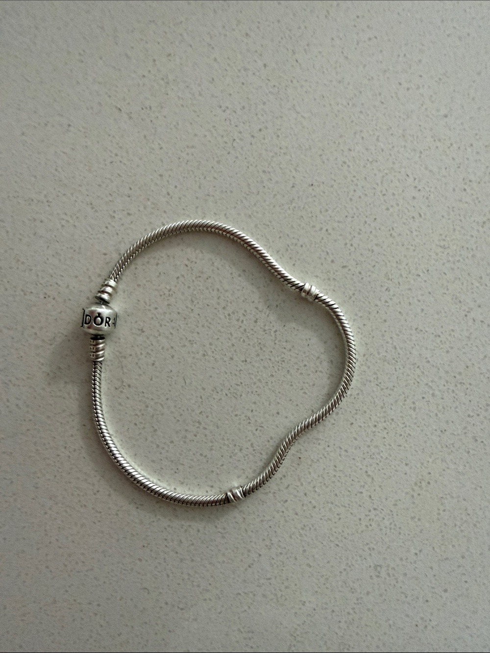 Pandora Silver Snake Chain Bracelet with Logo Clasp